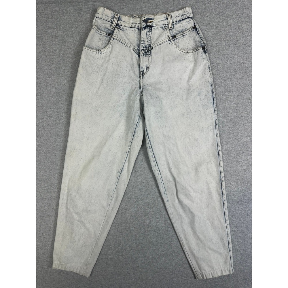 VTG 80S Acid Wash Mom Jean Womens 26x26‎ White Blue Brittania High Rise